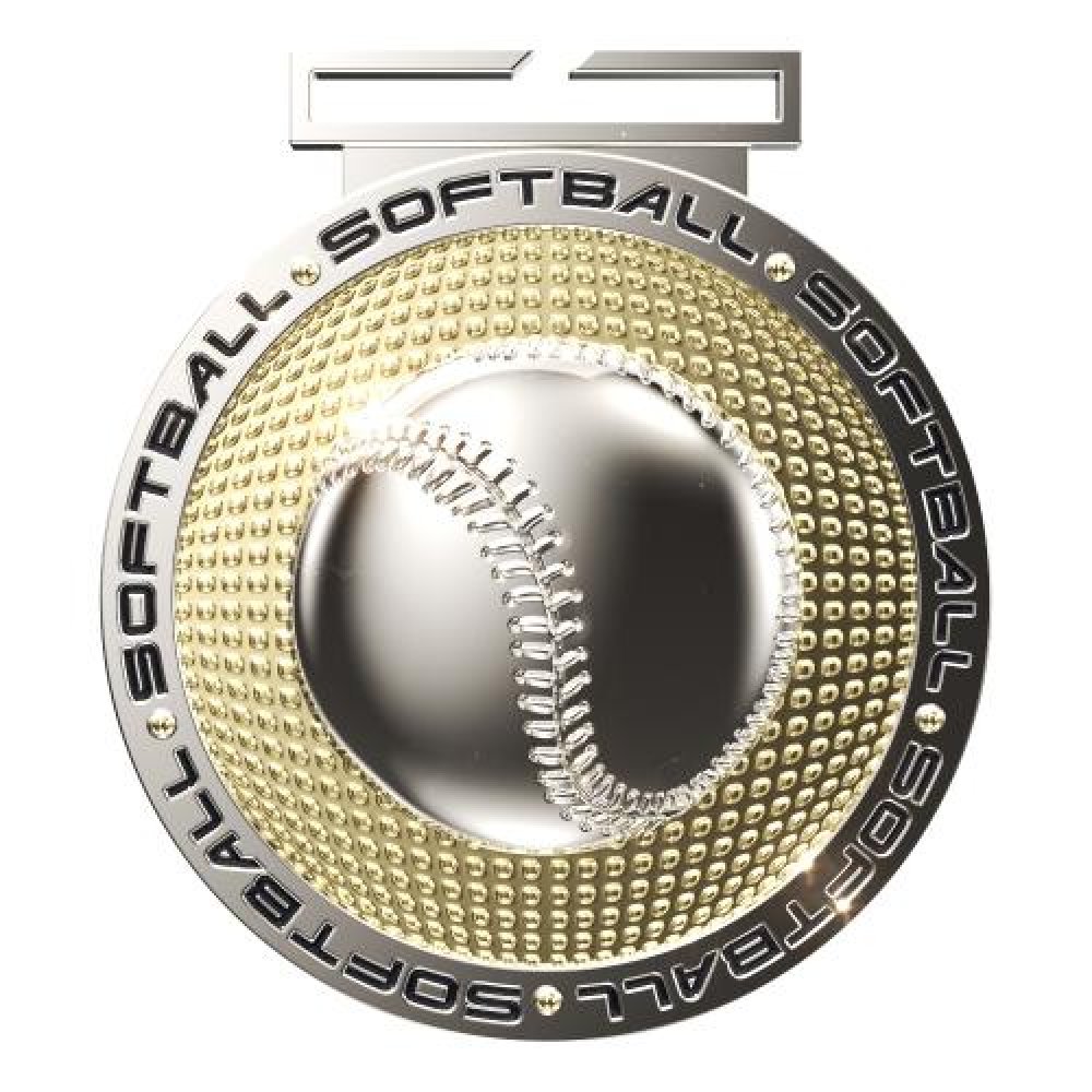 Dual Plated Medallion -Softball — 3" Dual Plated Softball Medallion