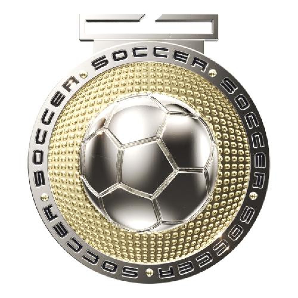 Dual Plated Medallion -Soccer — 3" Dual Plated Soccer Medallion