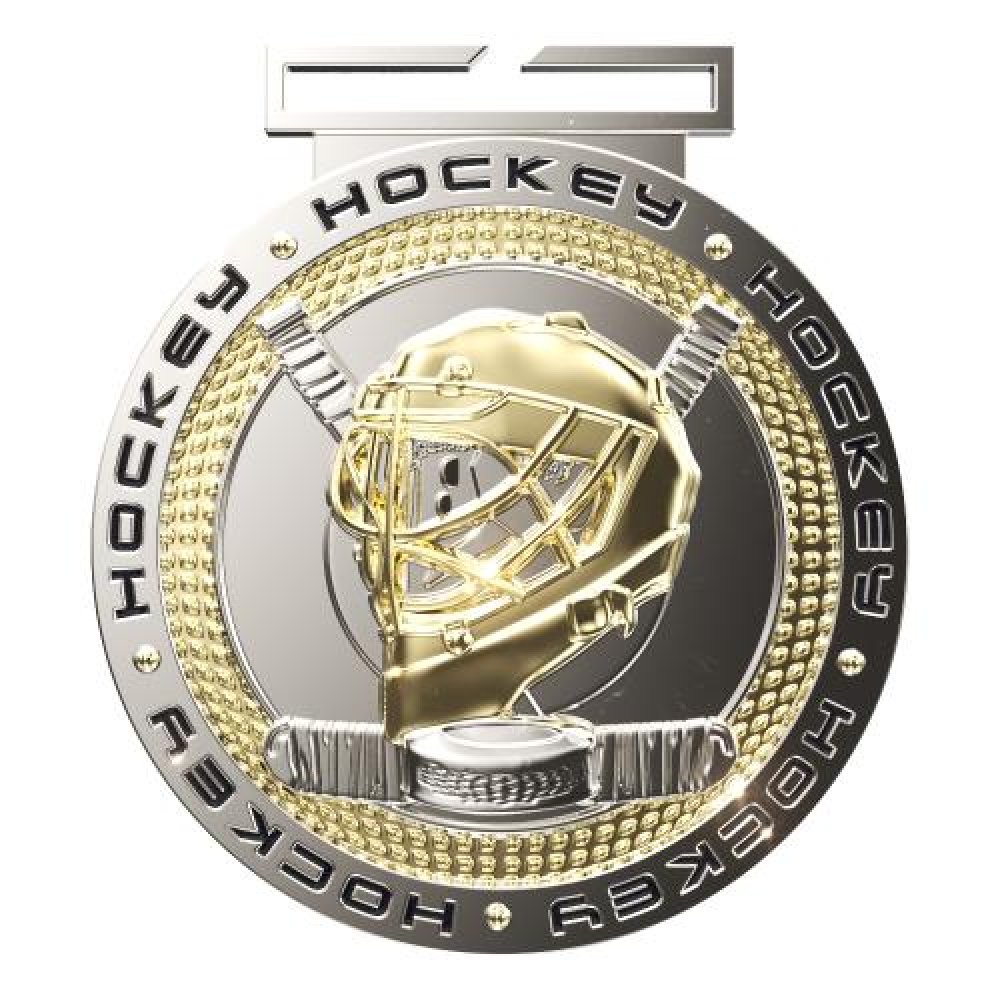 Dual Plated Medallion -Hockey — 3" Dual Plated Hockey Medallion