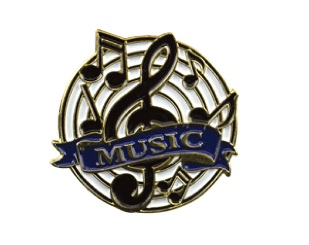 Bright Gold Educational Music Lapel Pin — 1-1/8" Bright Gold Educational Music Lapel Pin