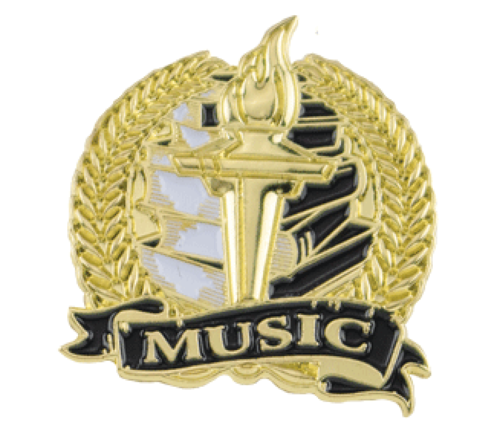 Bright Gold Academic Music Lapel Pin — 1-1/8" Bright Gold Academic Music Lapel Pin