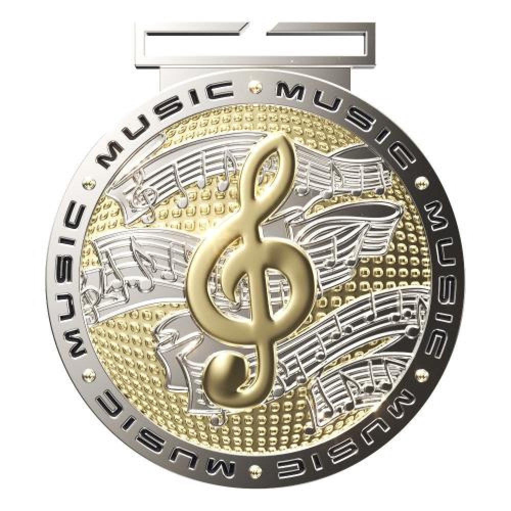 Dual Plated Medallion -Music — 3" Dual Plated Music Medallion