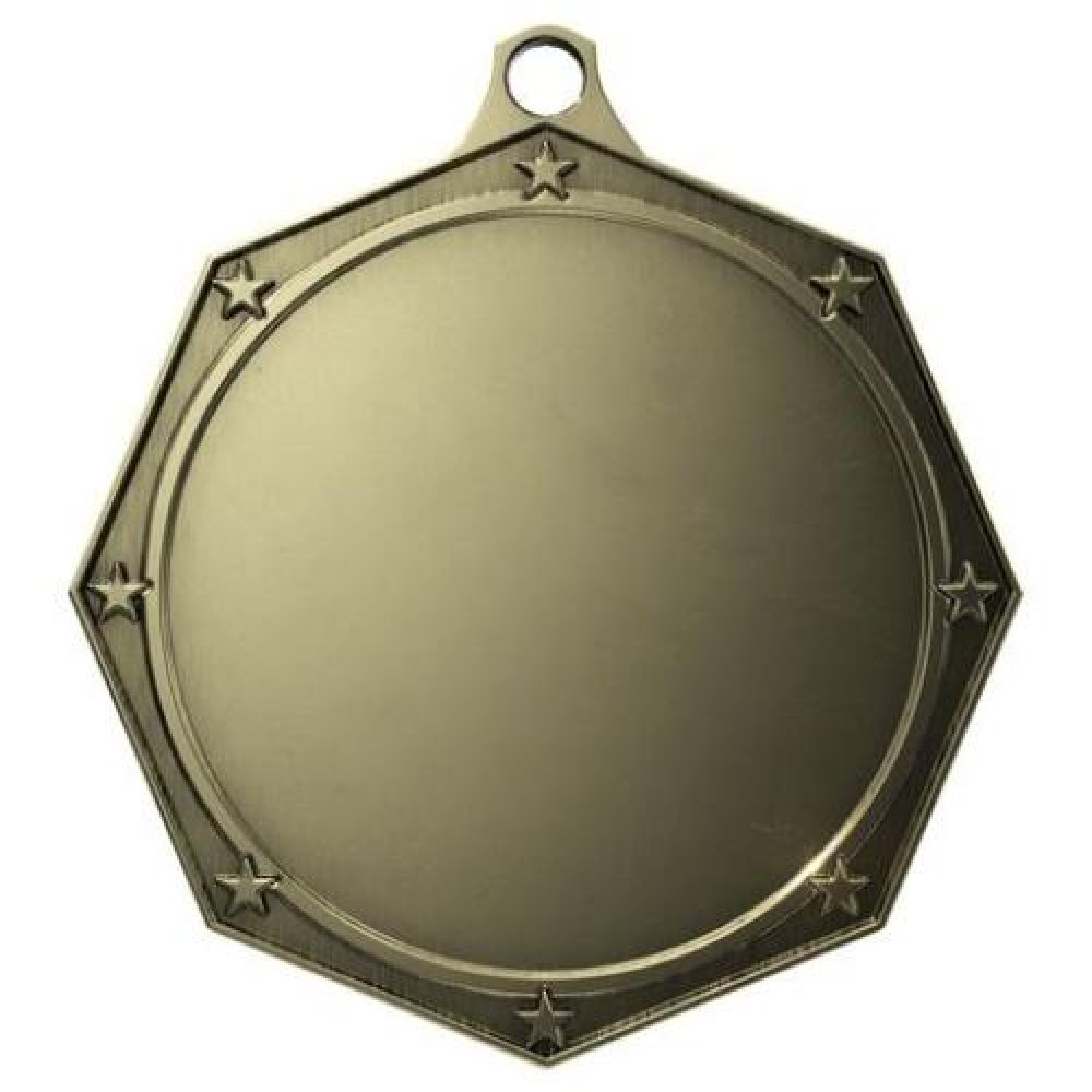 Octagon Star Antique Medallion — 2-1/2" Antique Silver Octagon Star Insert Medallion