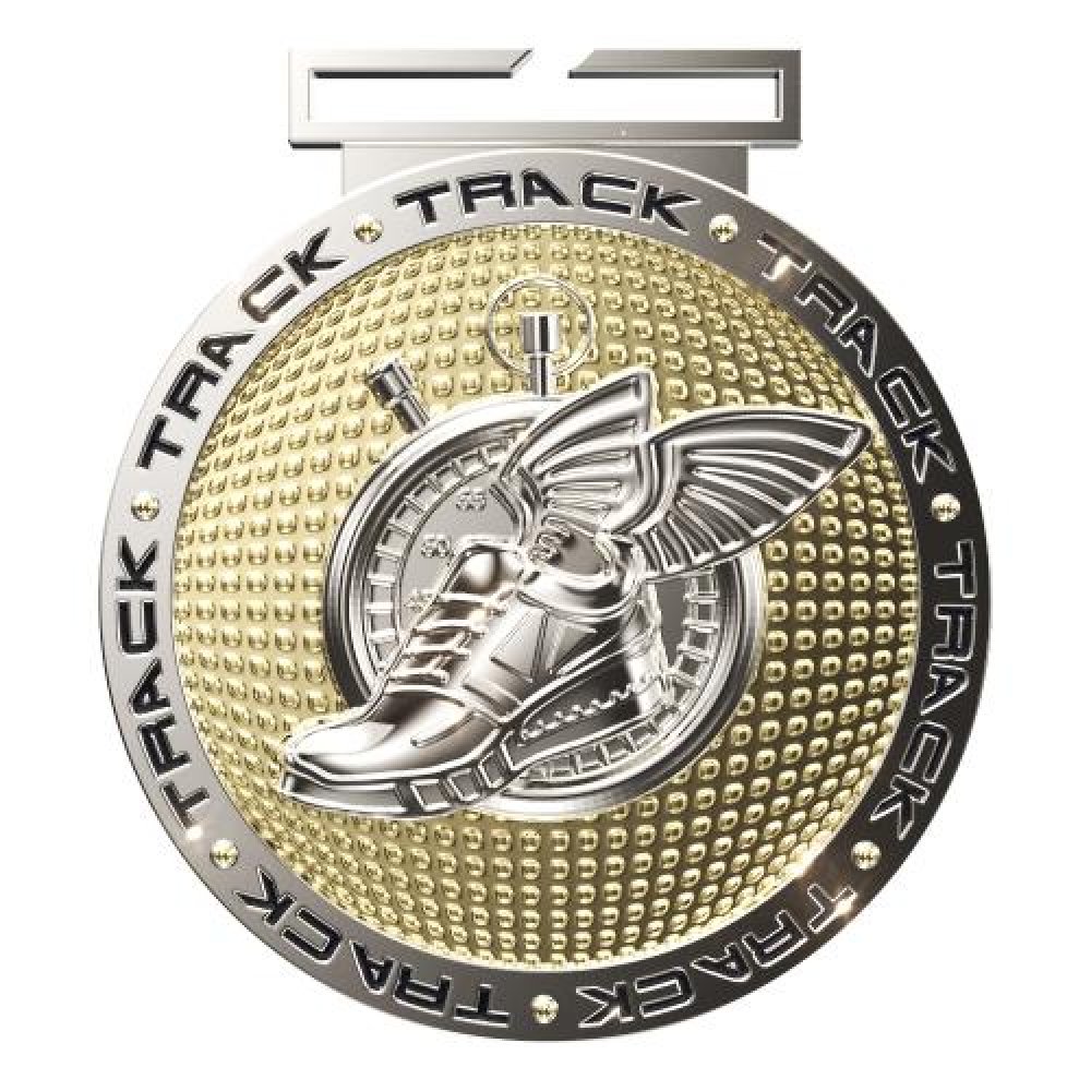 Dual Plated Medallion -Track — 3" Dual Plated Track Medallion