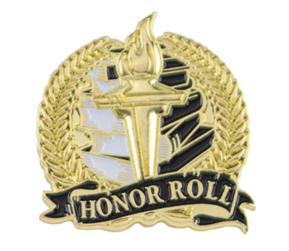 Bright Gold Academic Honor Roll Lapel Pin — 1-1/8" Bright Gold Academic Honor Roll Lapel Pin