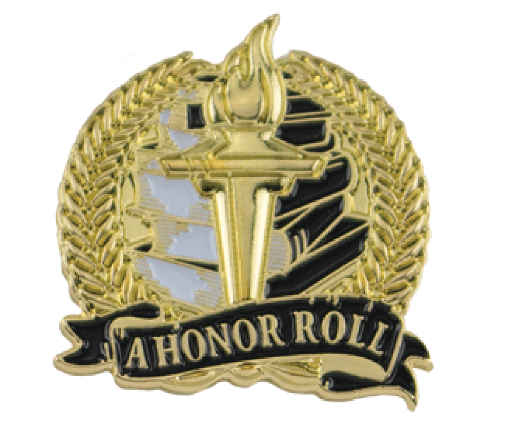 Bright Gold Academic A Honor Roll Lapel Pin — 1-1/8" Bright Gold Academic A Honor Roll Lapel Pin