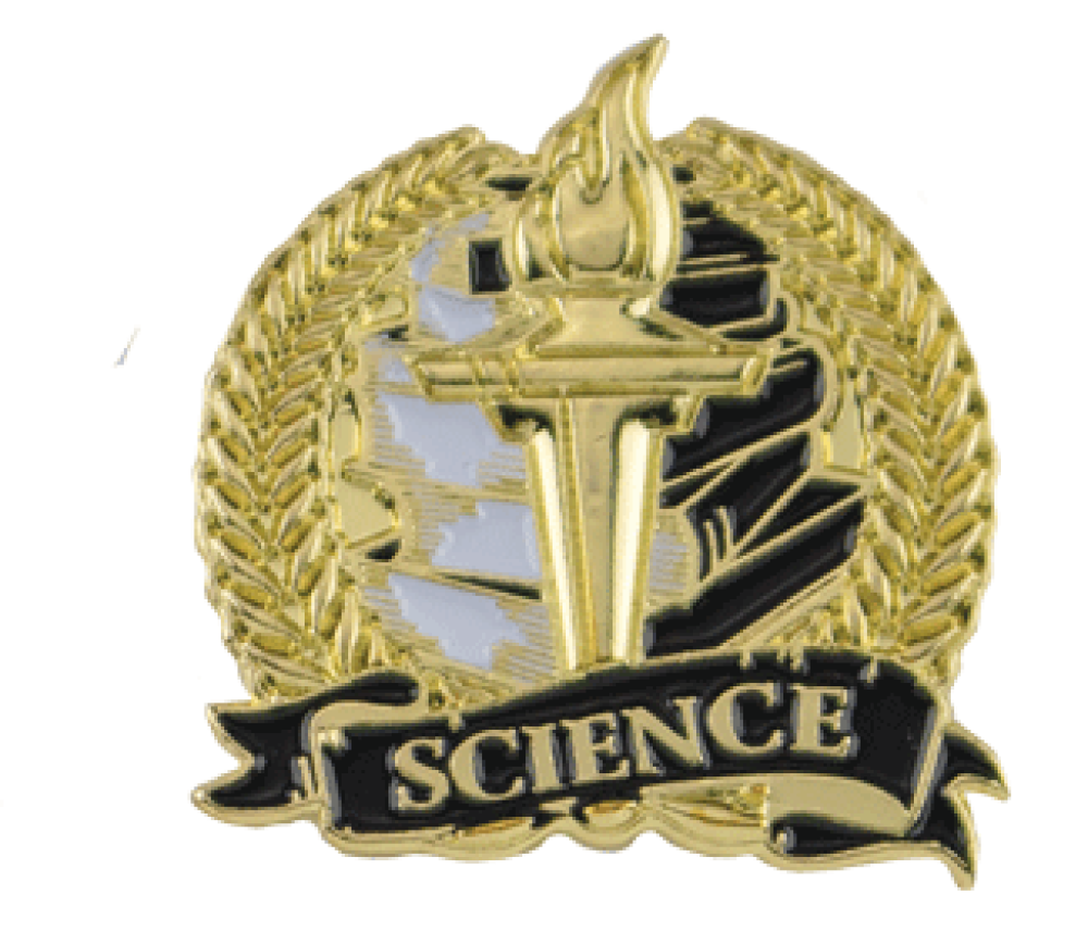 Bright Gold Academic Science Lapel Pin — 1-1/8" Bright Gold Academic Science Lapel Pin