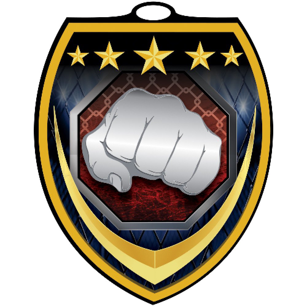 Vibraprint Shield Medallion -Martial Arts — 3" Vibraprint Shield Martial Arts Medallion