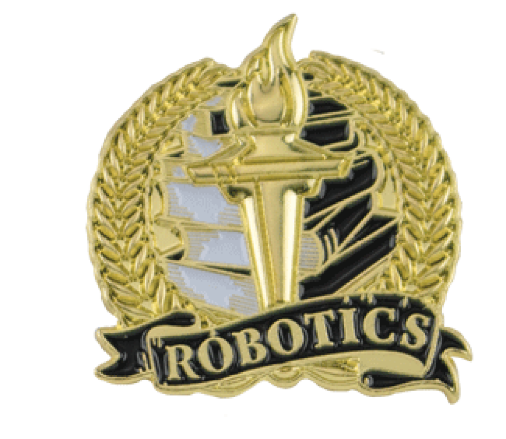 Bright Gold Academic Robotics Lapel Pin — 1-1/8" Bright Gold Academic Robotics Lapel Pin