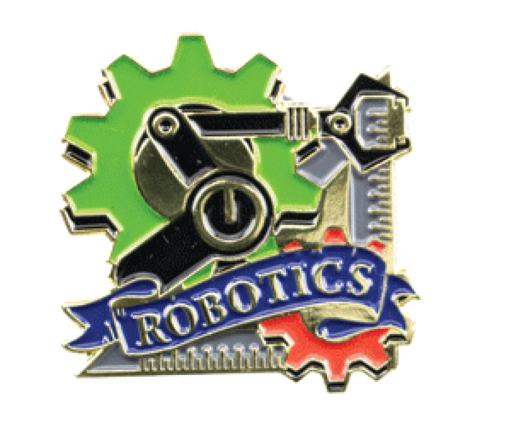 Bright Gold Educational Robotics Lapel Pin — 1-1/8" Bright Gold Educational Robotics Lapel Pin