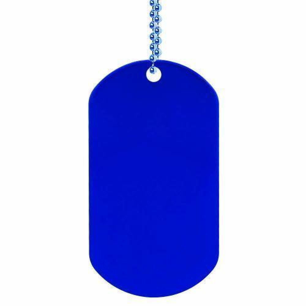 Blue Dog Tag — Blue dog tag with blue 24" ball chain