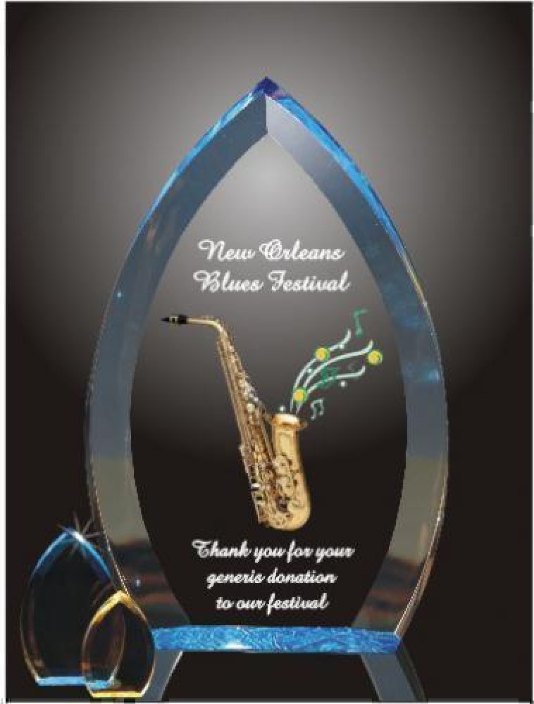 Pointed Top Oval Acrylic Award — 5-1/2" wide x 9" tall x 1-1/4" thick