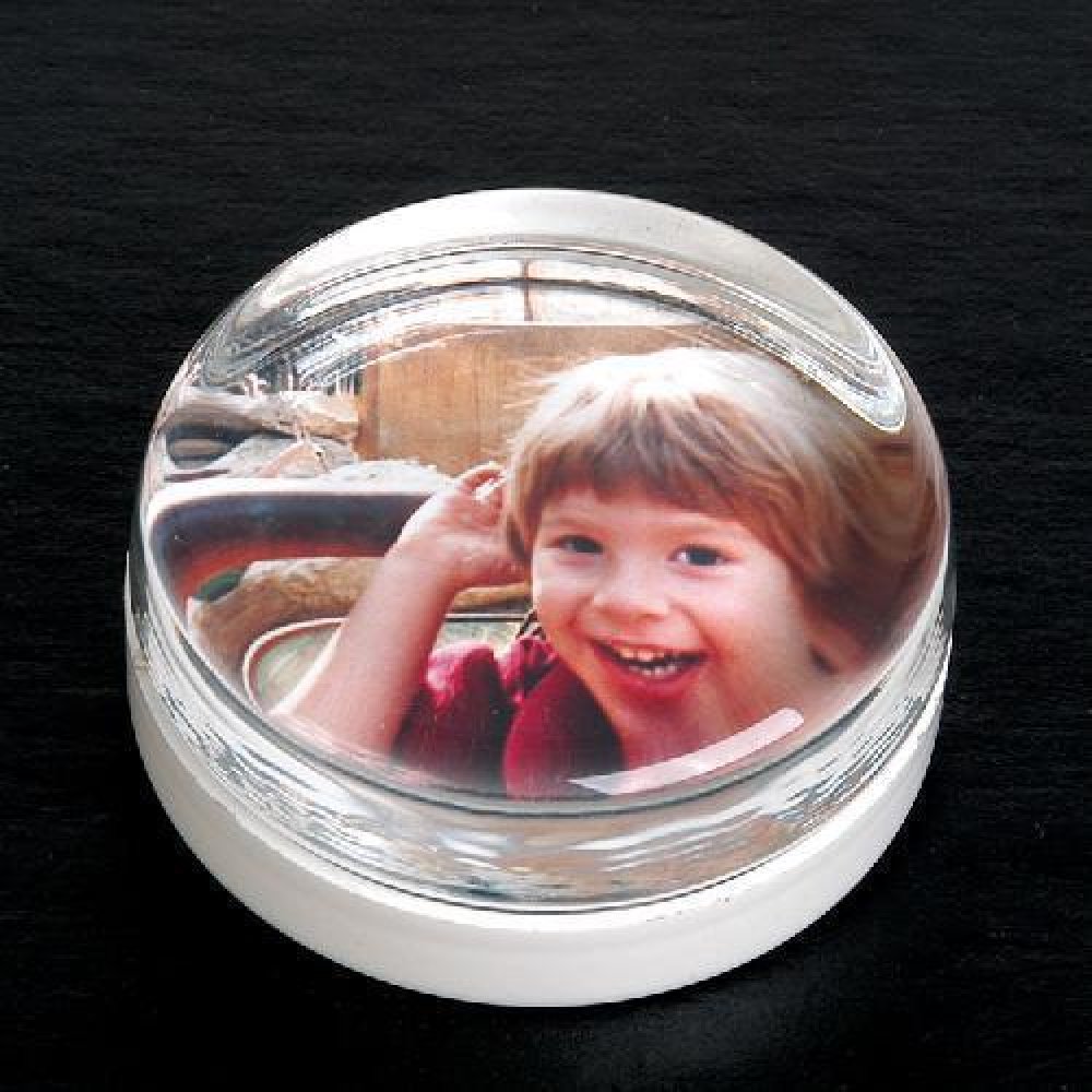 Round Paper Weight with Insert — 2 1/2" diameter x 1" thick