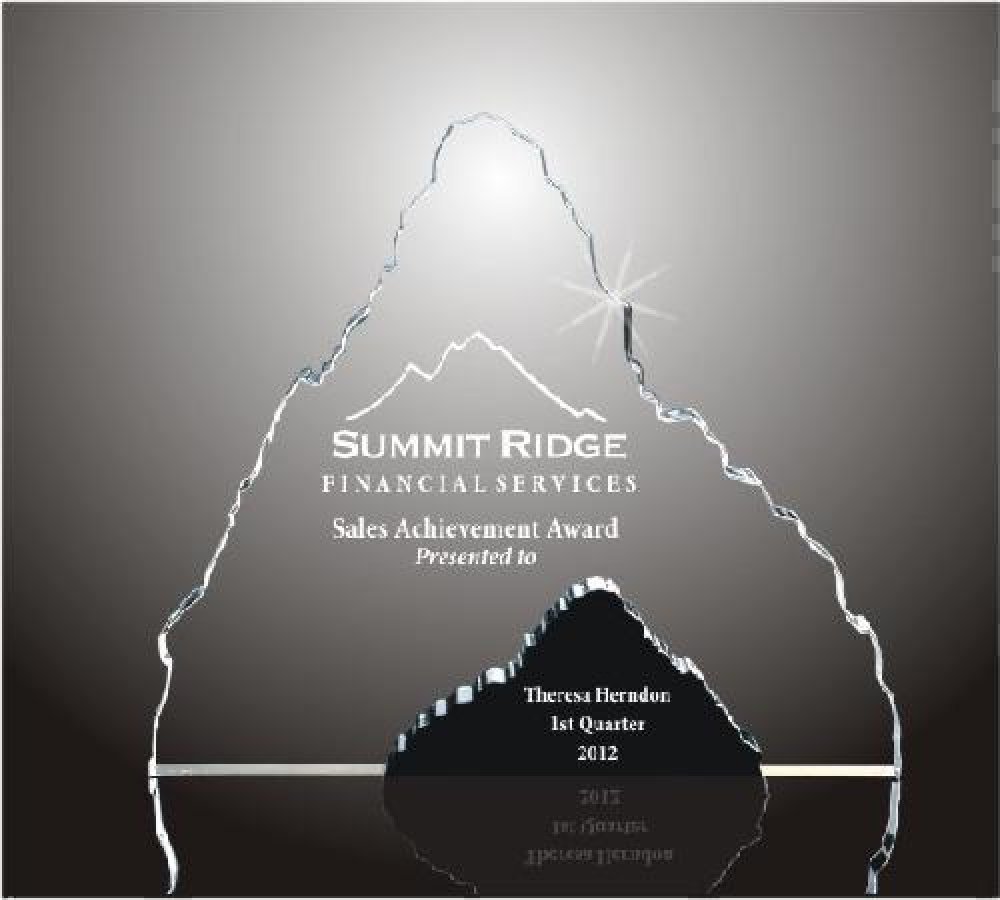 Mountain Summit Acrylic Award — 8-3/4" x 7-3/4" x 1-1/2"
