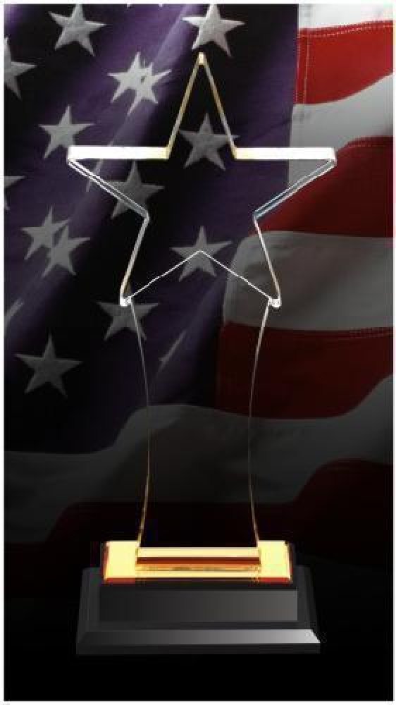 Gold Star Tower Acrylic Award — 6" x 13-3/4" x 3/4"
