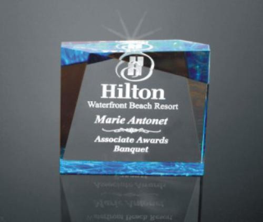 Economy Beveled Rectangle Acrylic Award — 3-3/8" wide x 3" tall x 1" thick