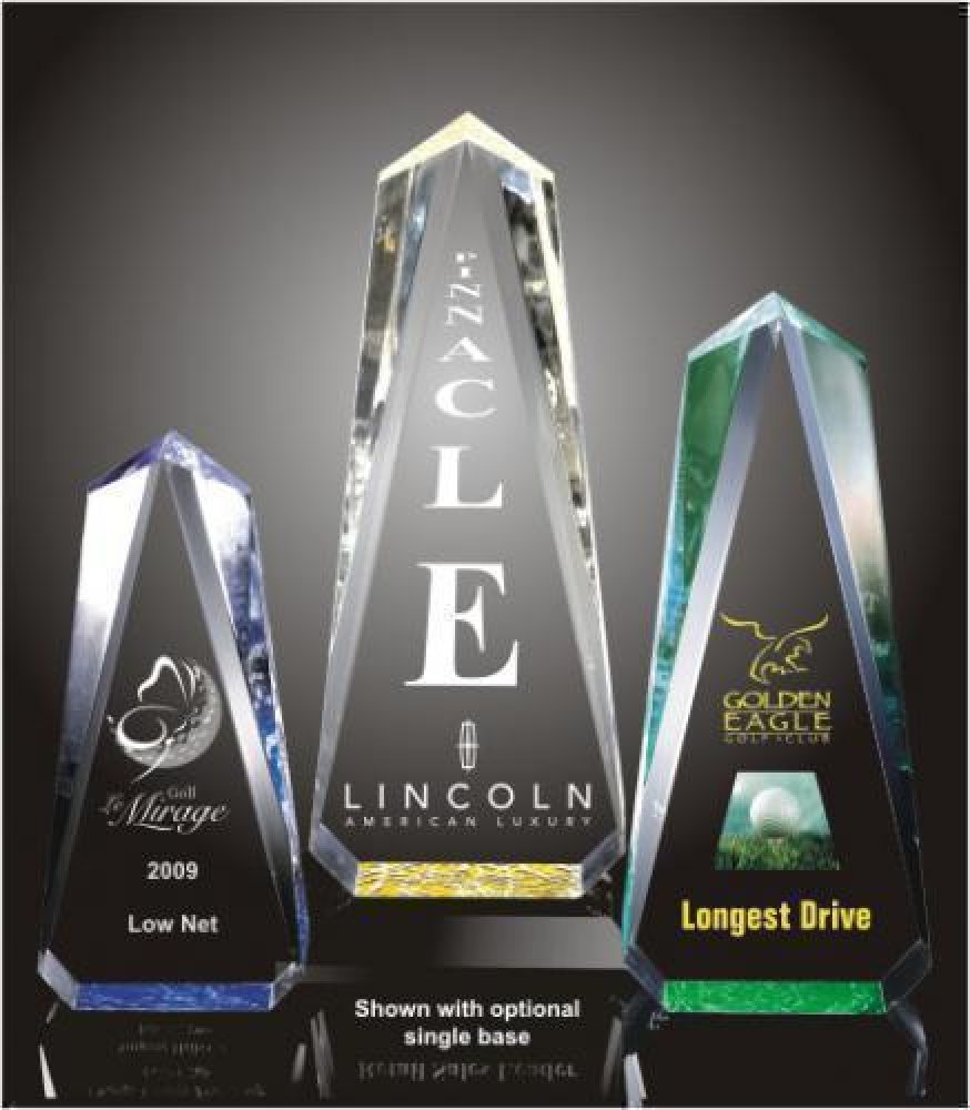 Faceted Obelisk Acrylic Award — 4-1/4" wide x 9" tall x 1-1/4" thick