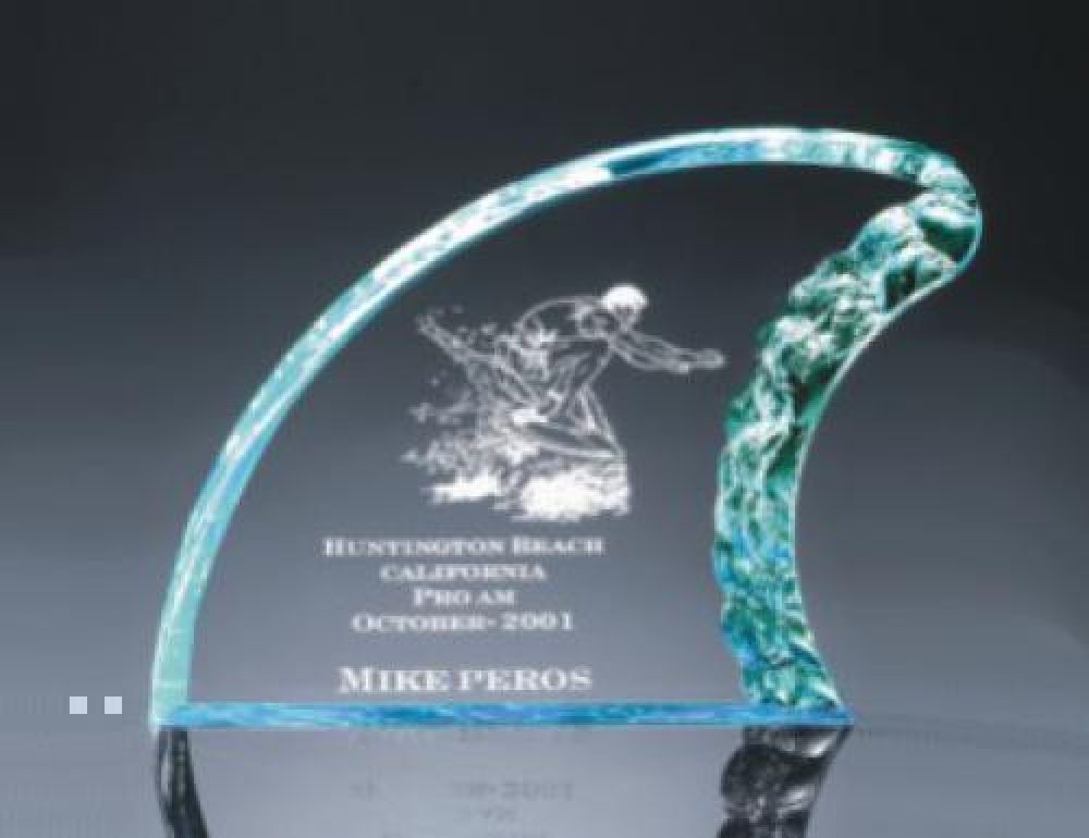 Falling Wave Acrylic Award — 8-1/2" wide x 6" tall x 1" thick