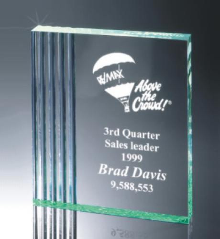 Fluted Side Acrylic Award — 7" wide x 8" tall by 1-1/4" thick