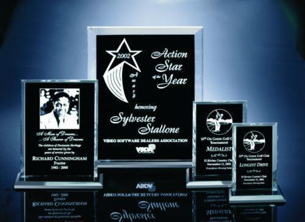 Back Beveled Black Painted Plaque — 7" wide x 9" tall x 1/2" thick