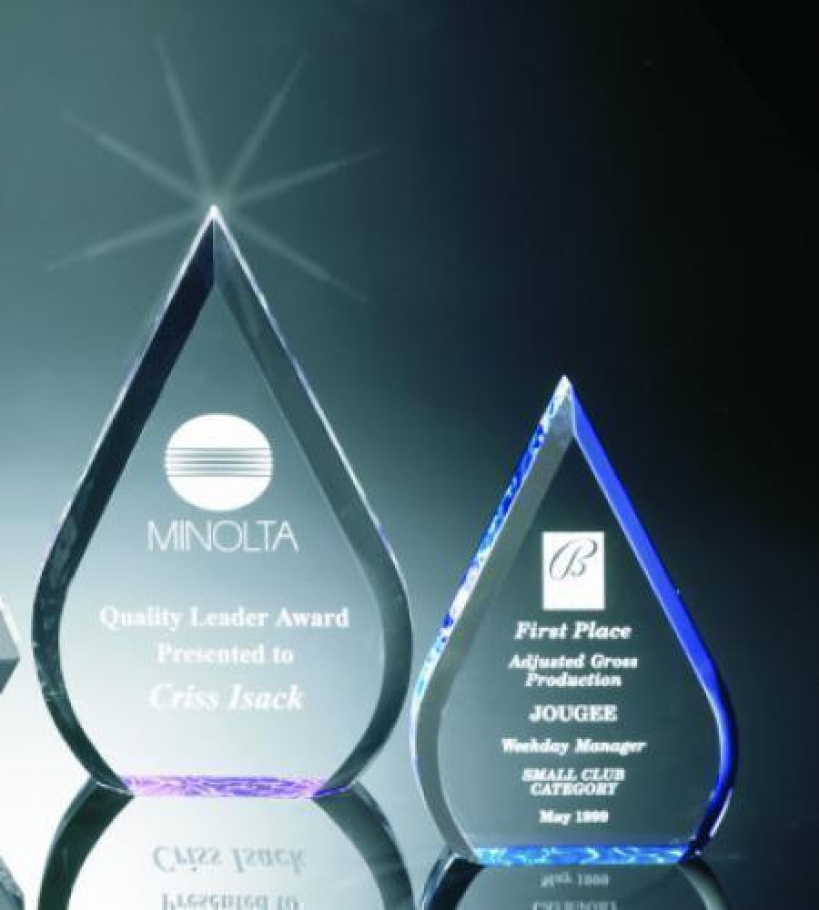 Beveled Teardrop Acrylic Award — 6.25 ' widex 9" tall x 1-1/4" thick