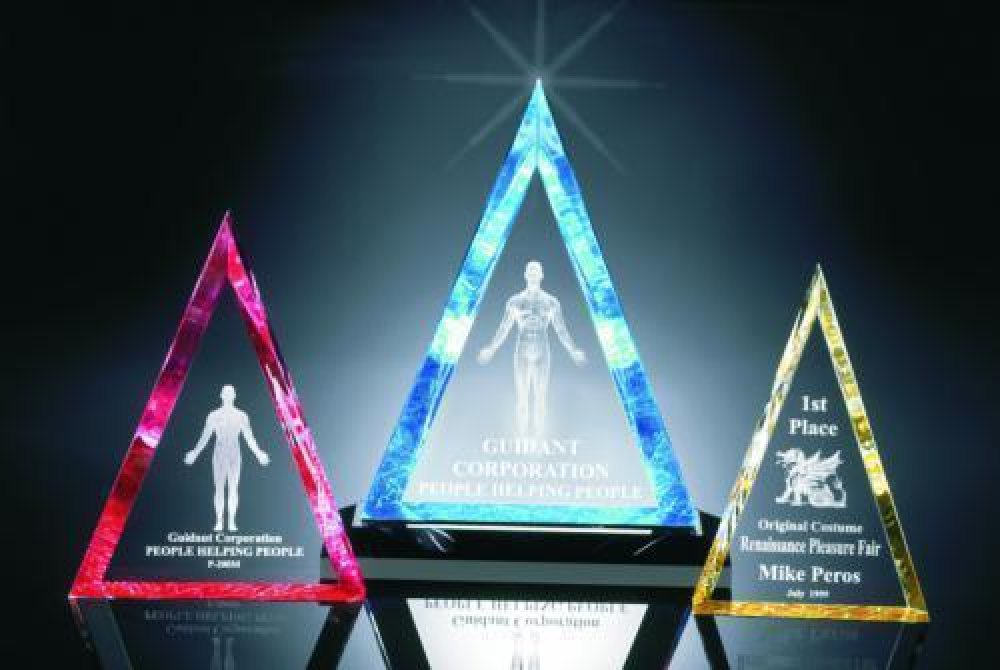 Beveled Triangle Acrylic Award — 9" wide x 12" tall x 2" thick