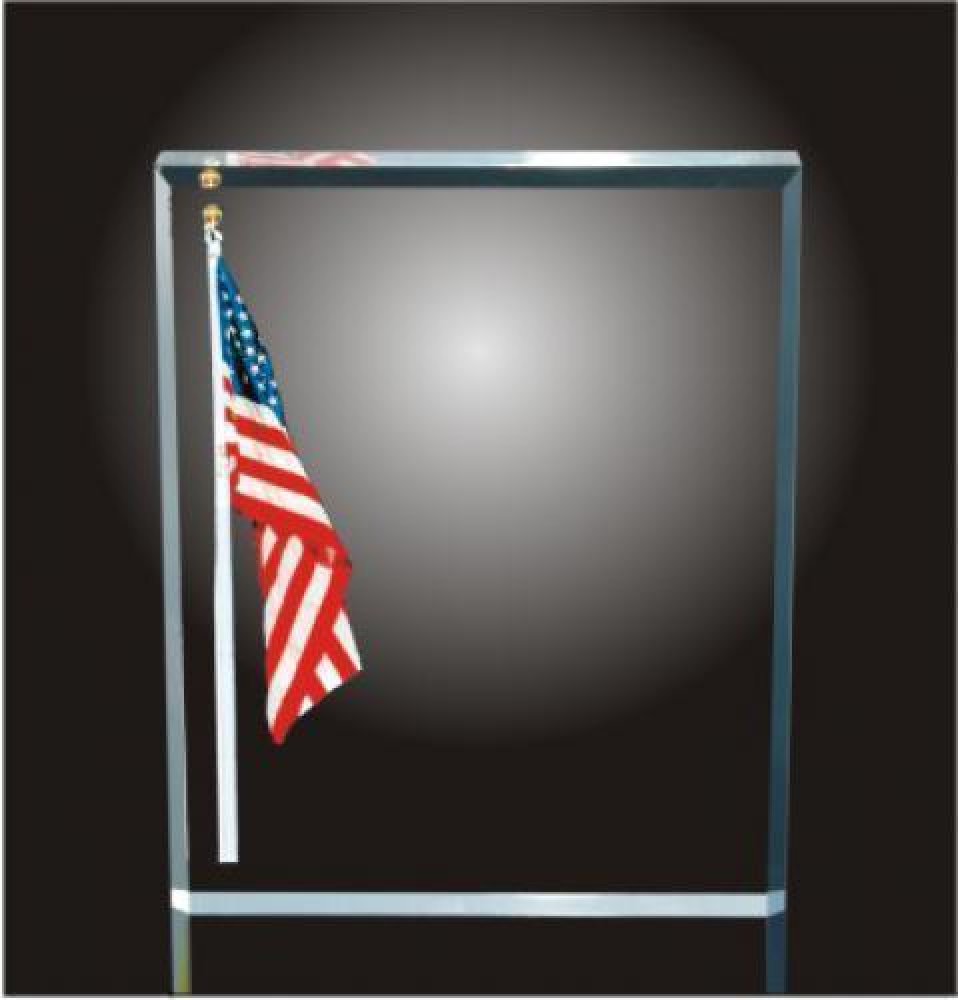 Flag Pole Acrylic Award — 6-1/2" wide x 7" tall x 1" thick