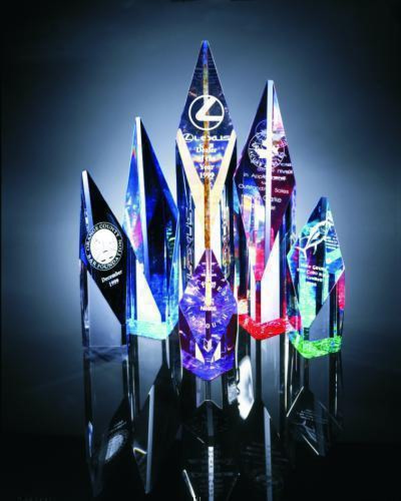 Quartz Cut Acrylic Award — 2-1/2" wide x 2-1/2" thick x 8" tall