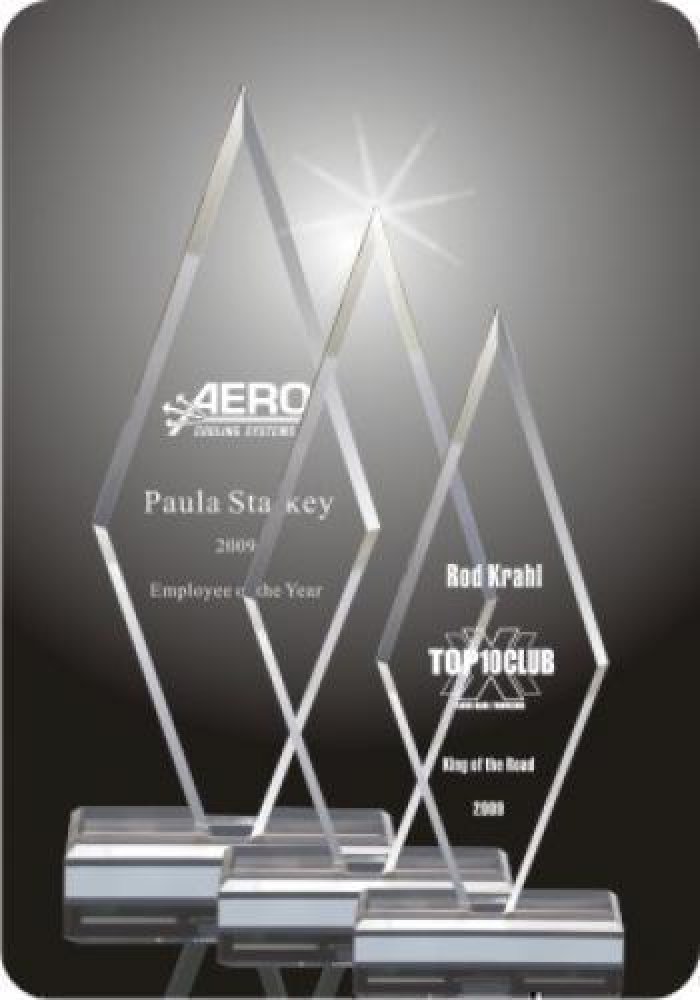 Arrow Point Acrylic Award — 5" wide x 13" tall x 1" thick.