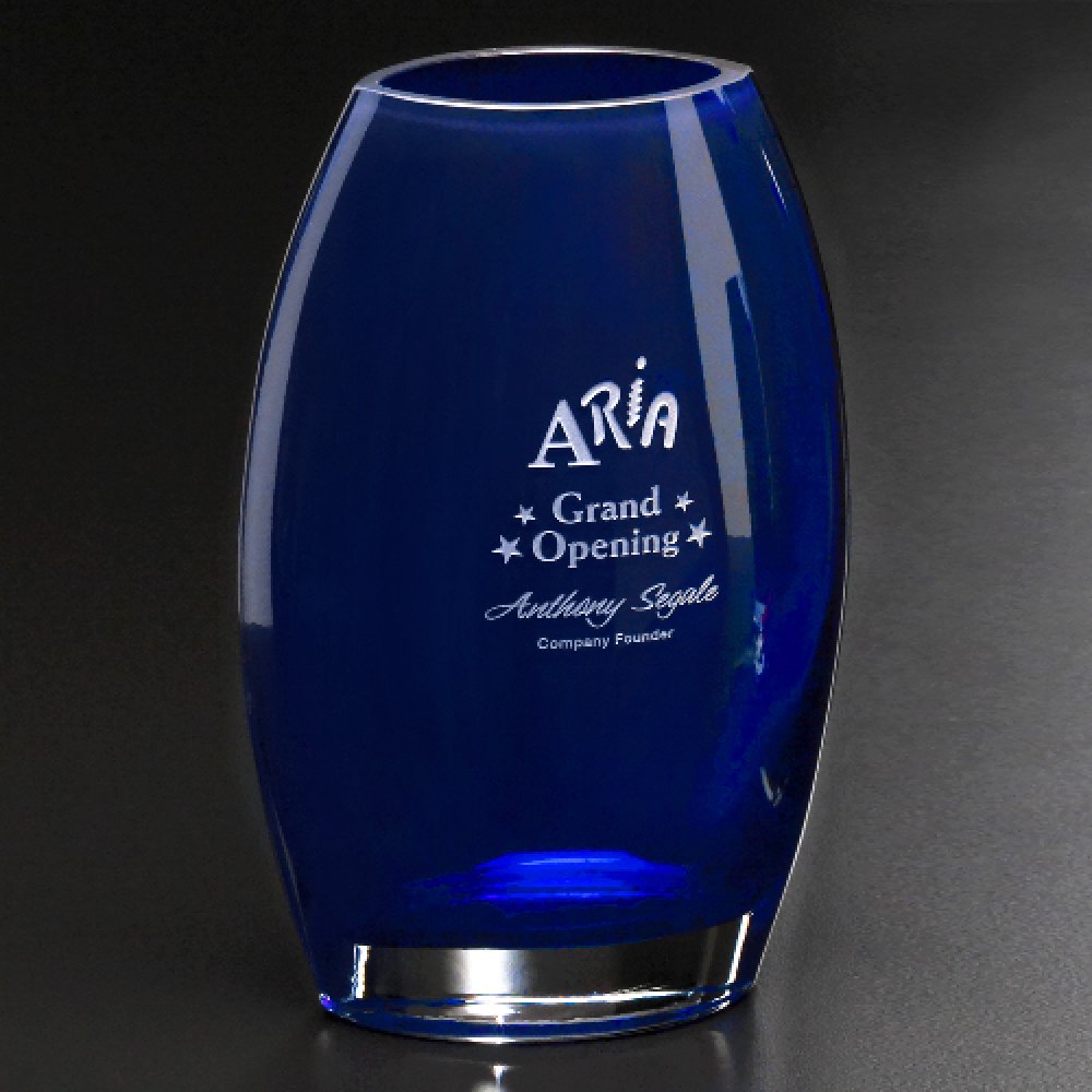 Cobalt Oval Vase — 6" W x 8-1/2" H