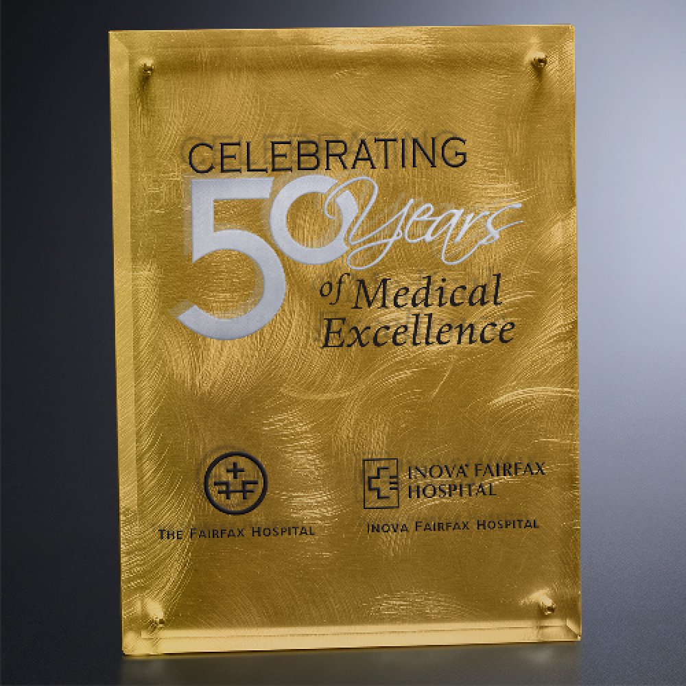 Gold Alloy Plaque — 7" W x 9" H x 1-1/4" D