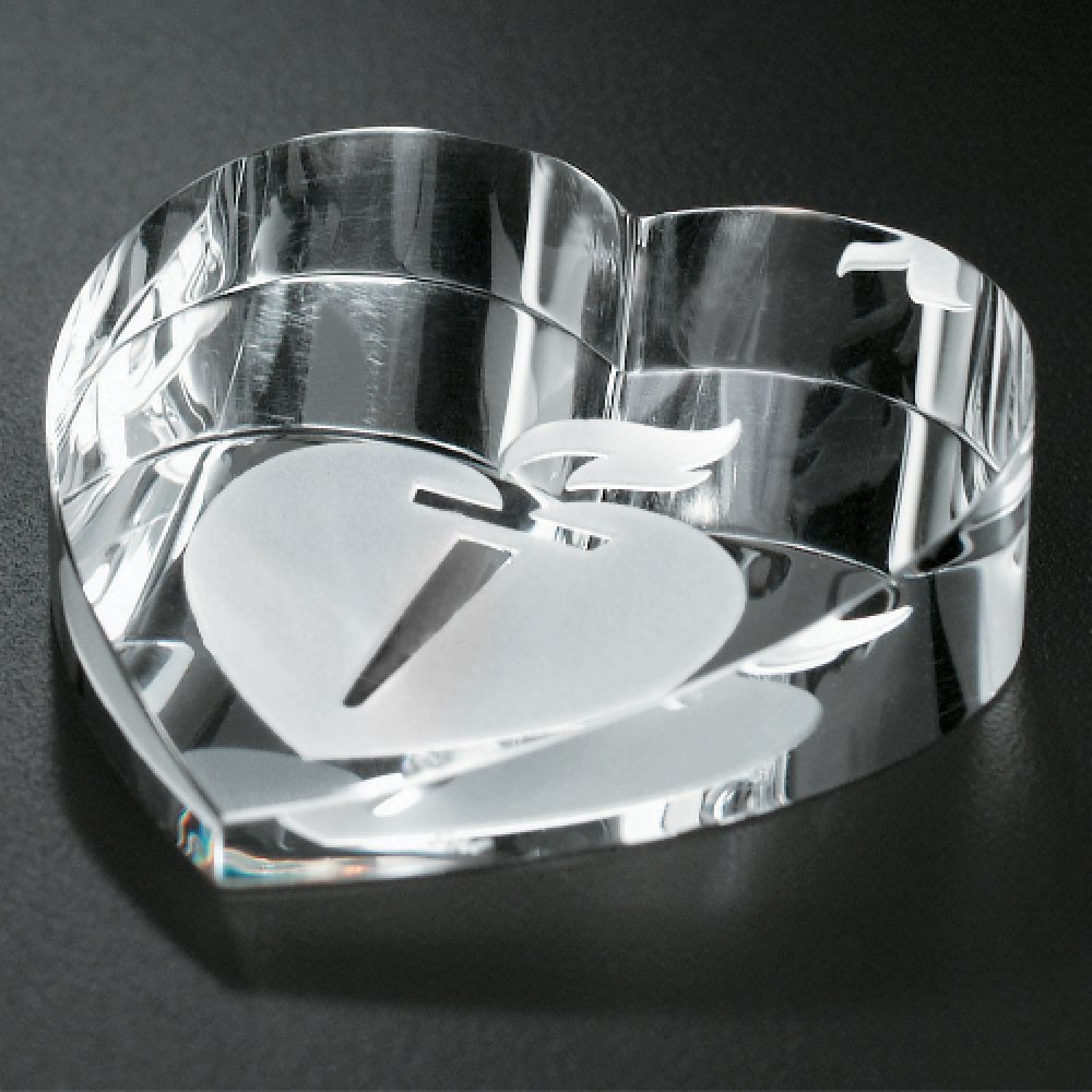Slant Heart Paperweight — 2-3/4" W x 1" H x 2-3/4" D