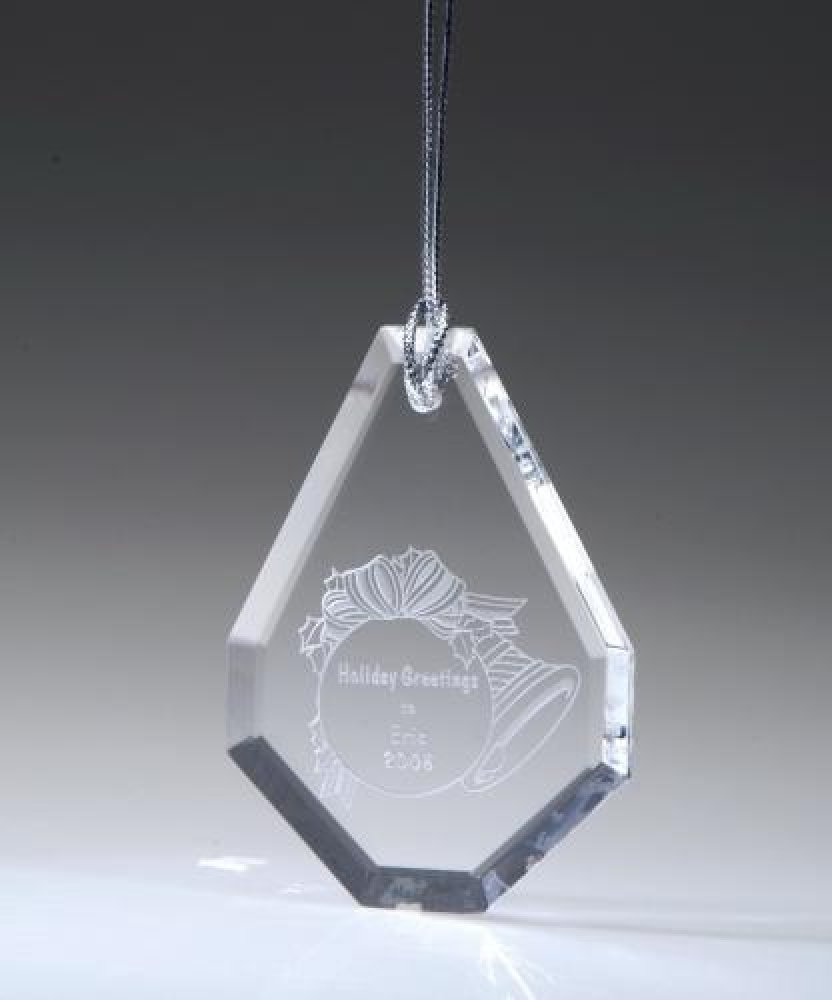 Crystal Teardrop Ornament — 3" x 2 1/8" x 1/4"