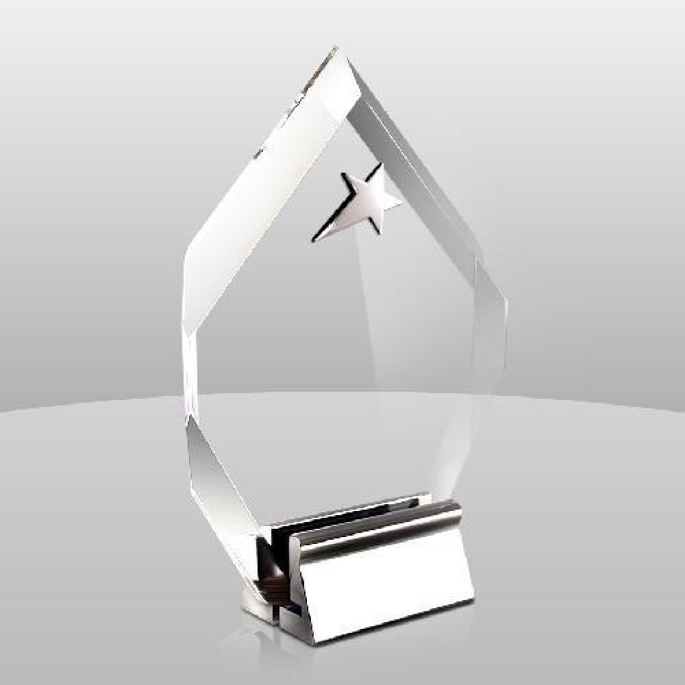 Clear Victory Modern Award with Star — 7" x 4-1/2" x 2"
