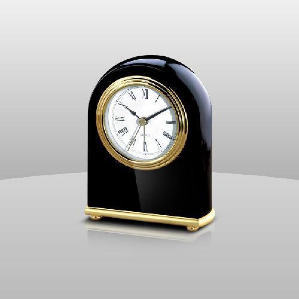 Black Wood Desk Clock — 5" x 4" x 1-1/2"