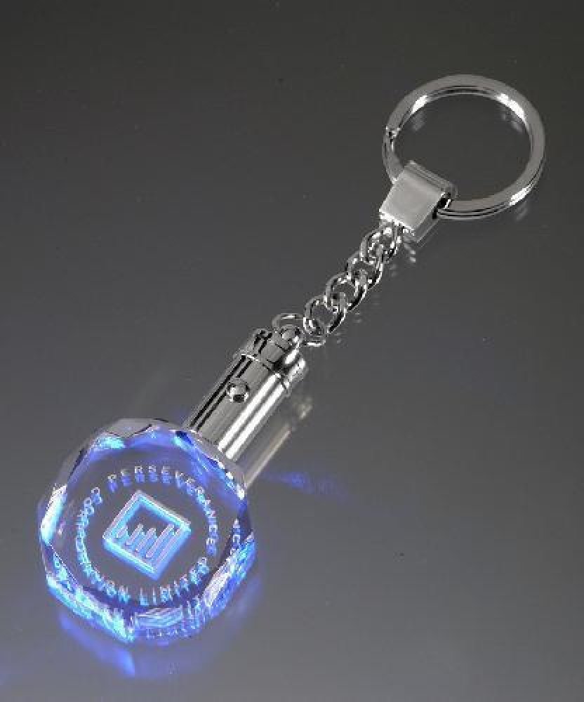 Octagon Keychain with Blue LED light — 1 1/4" x 3/4" x 1/2"