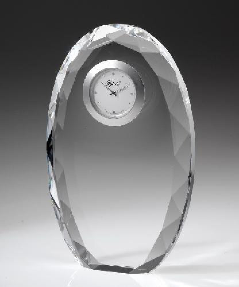 Faceted Oval Clock — 6 1/2" x 4" x 1"