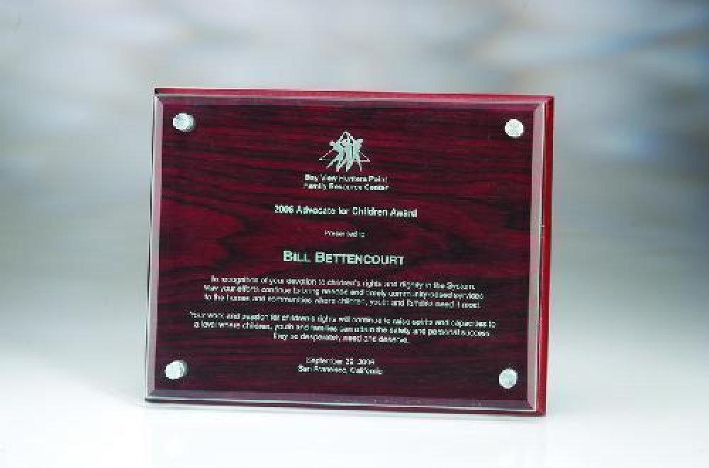 Rosewood Plaque with Glass Layer — 9" x 7" x 1"