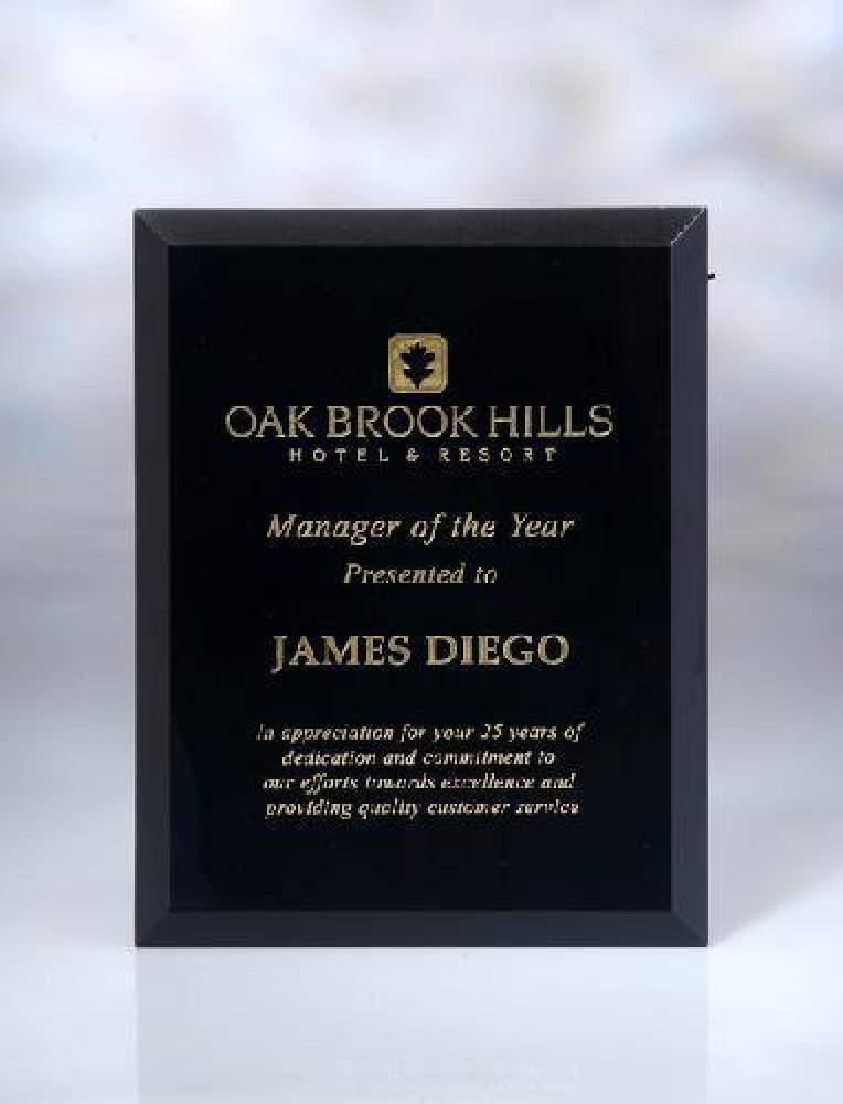 Black Glass Plaque — 8" x 10" x 5mm
