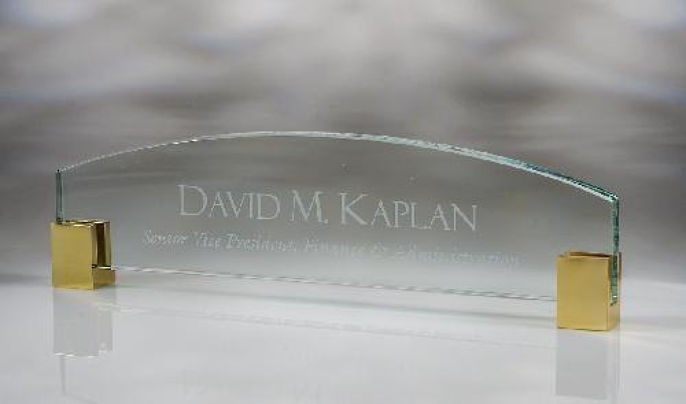 Name Plate with Brass Corners — 3" x 12" x 1/2"