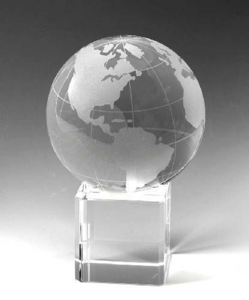 Globe on Cube Base — 4 1/2" x 3 1/8" x 3 1/8" (without longitude/latitude lines)