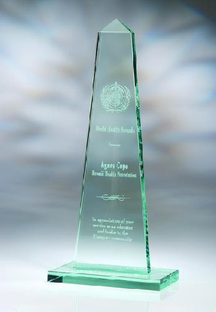 Obelisk, Jade Glass — 10 1/2" x5" x 1/2" (with Deluxe Box)