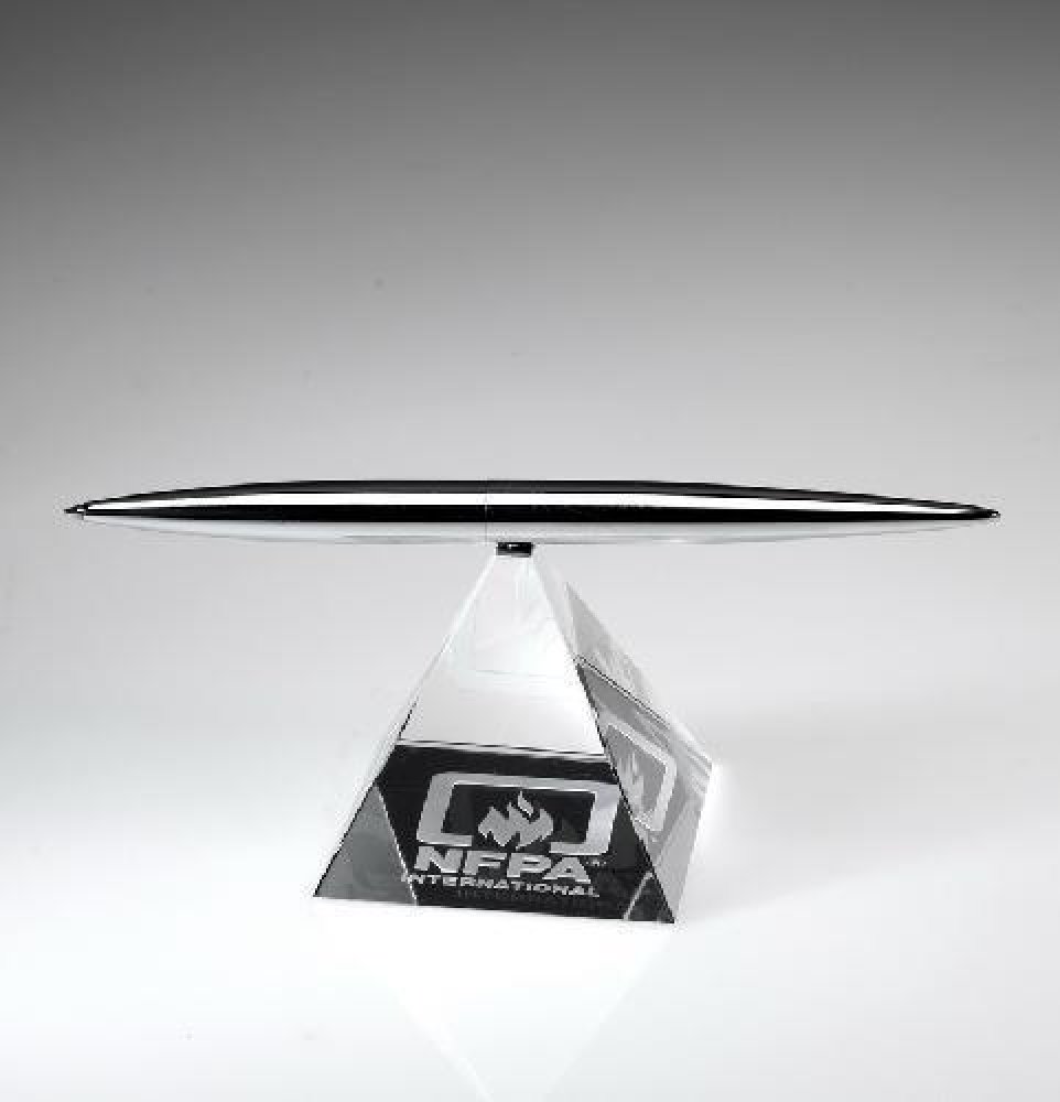 Clear Pyramid Spinning Pen Set — 2 3/4" x 6" x 2 1/4"