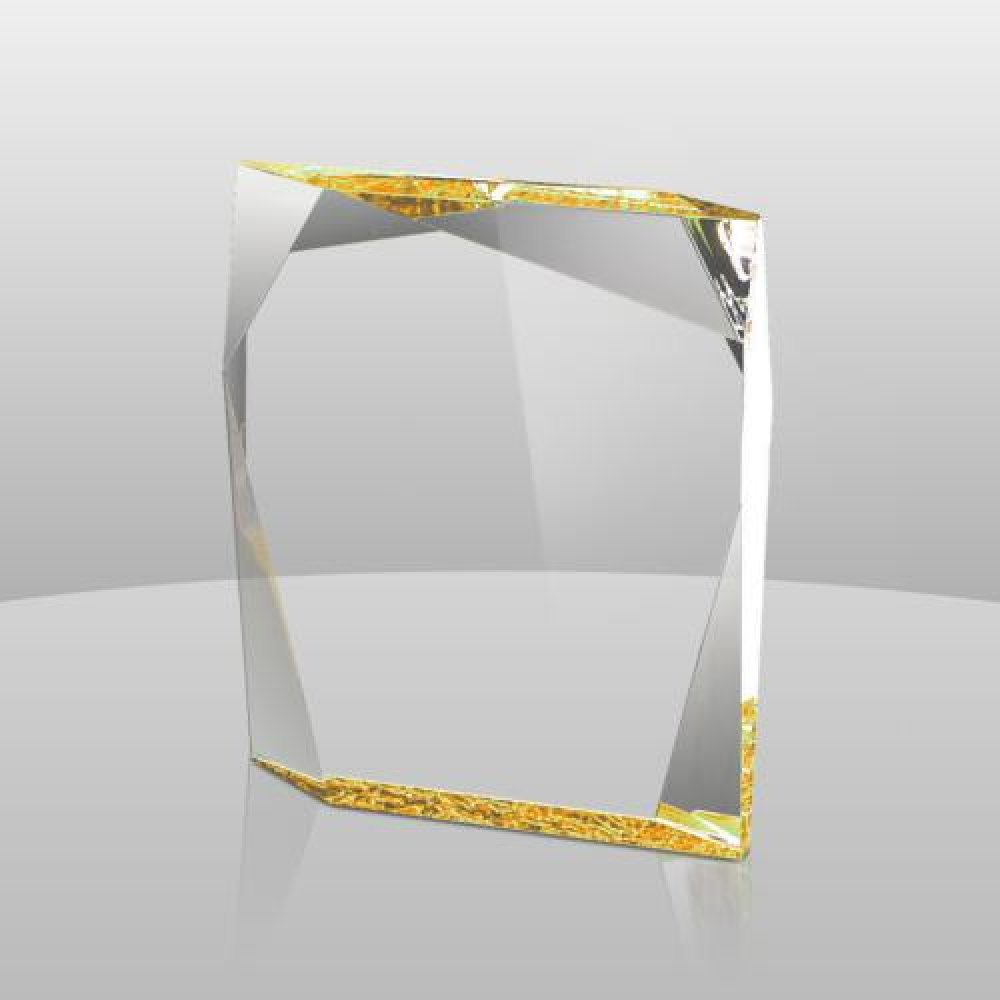 Jewel Bevel Award - Gold — 6" x 5" x 1-1/4"