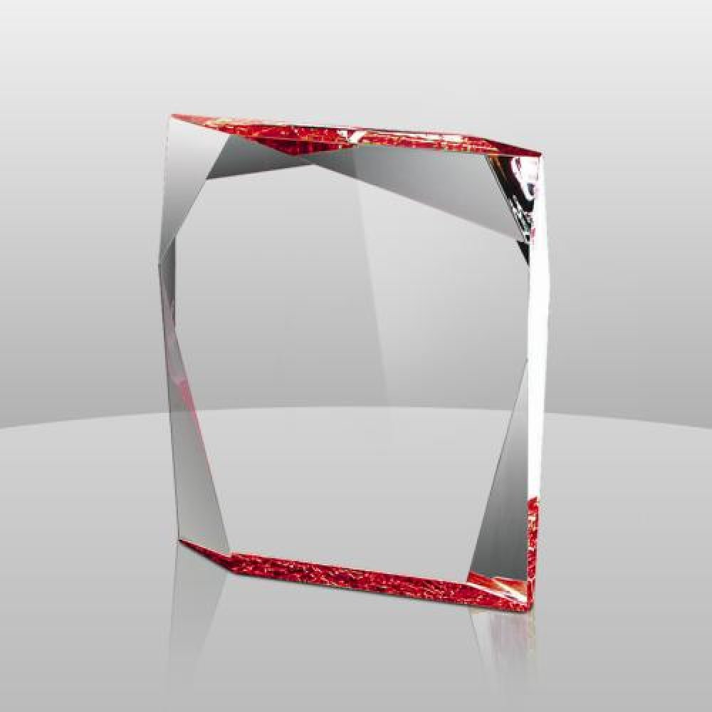 Jewel Bevel Award - Red — 7" x 6" x 1-1/4"
