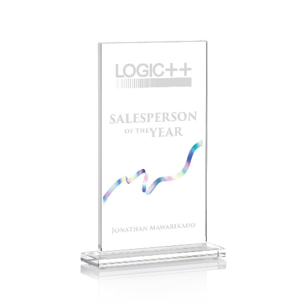 Optic Crystal Rectangle With Full Color Background - Luminous Ribbon — 6" x 9.25" x 2" Style: Luminous Ribbon