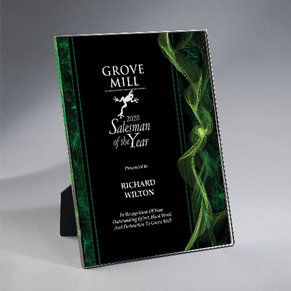 Wisps Plaque — 9" x 12" x 3/8" Color(s): Black, Green