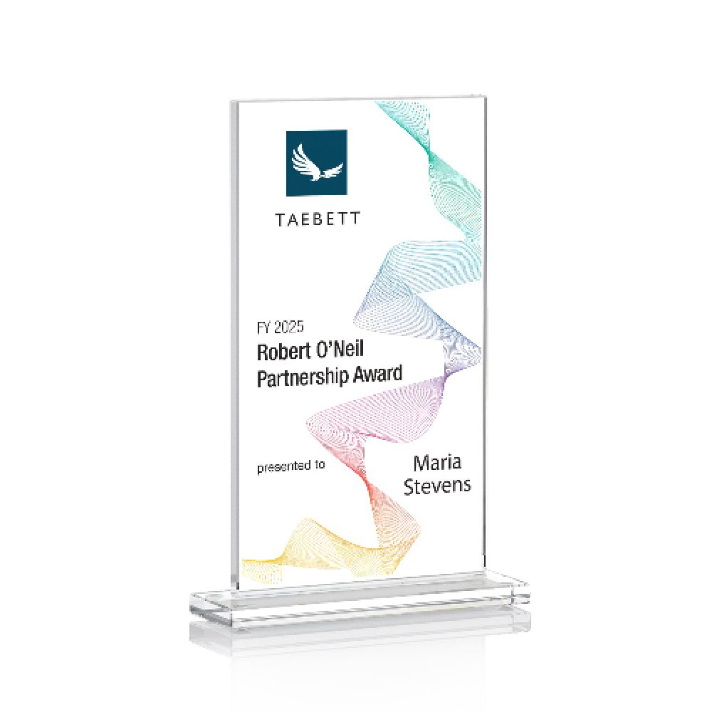 Optic Crystal Rectangle With Full Color Background - Spiral — 7" x 8.5" x 2" Style: Spiral