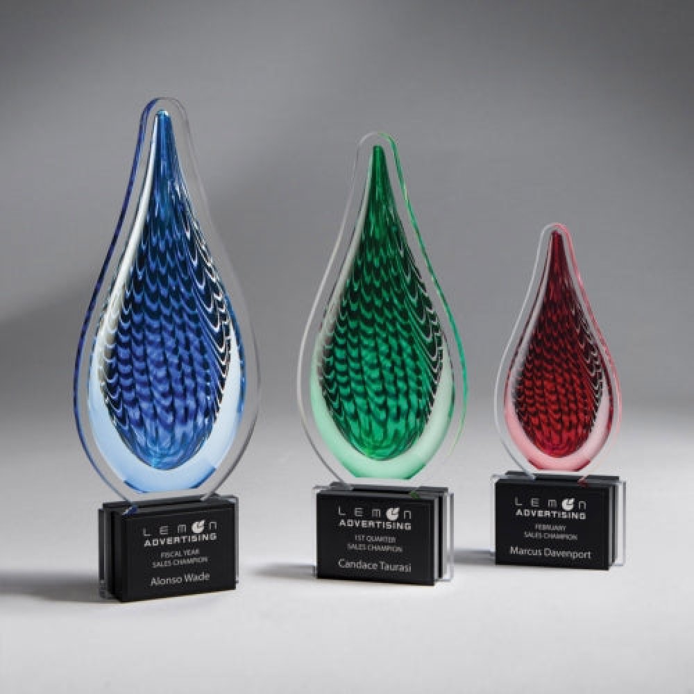 Acrylic Color Drops Small — 3" x 7" x 1.75" Color: Red