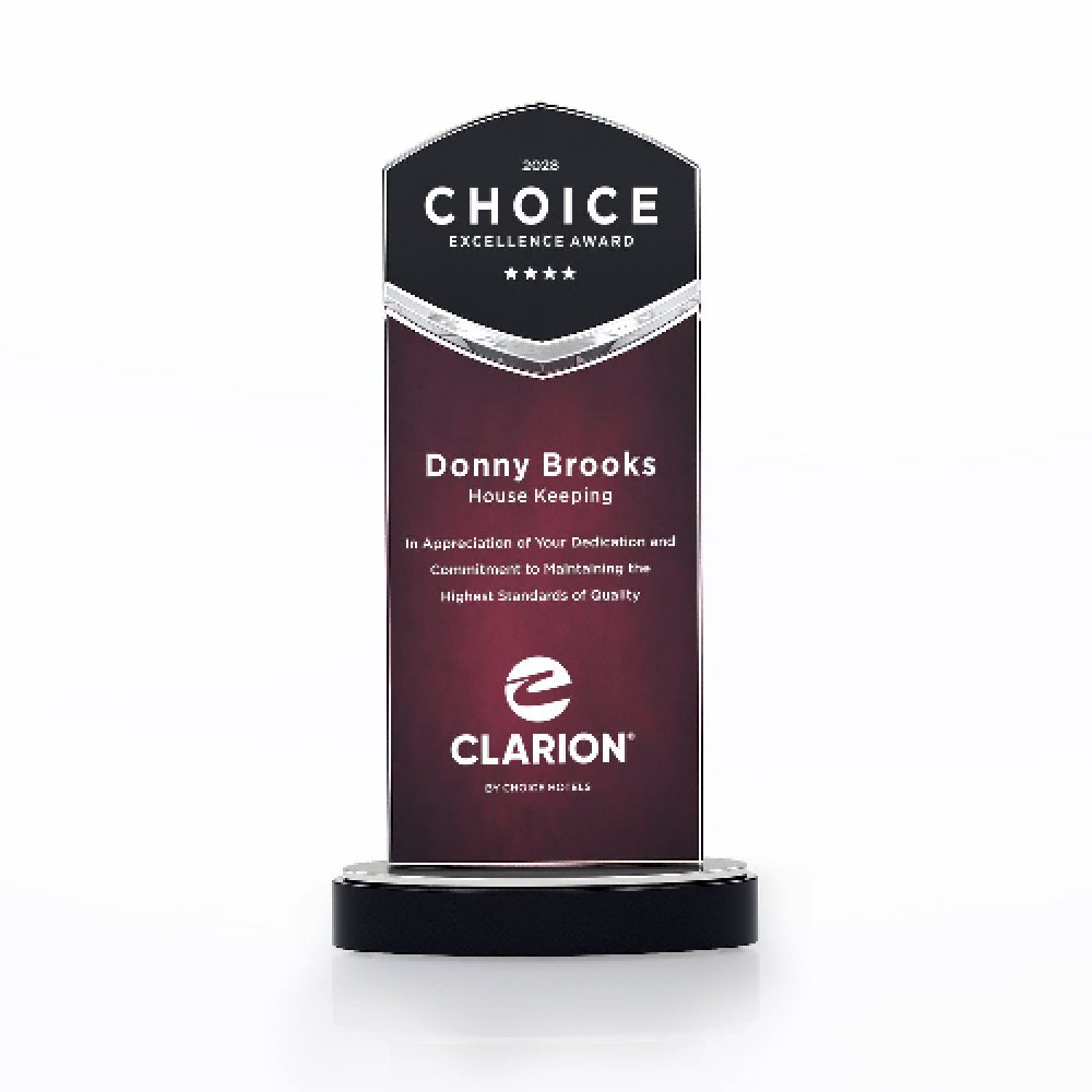 Acrylic Chevron Tower Award - Red — 4.5" x 7.25" x 2.25" Color: Red